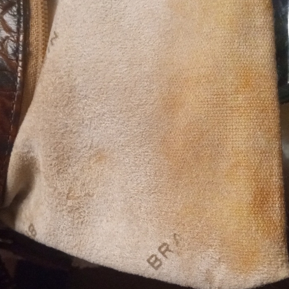 BRAHMIN " Lacy " Pecan Tri Color Multi Texture Small Hobo Shoulder Bag Purse. - Picture 9 of 13